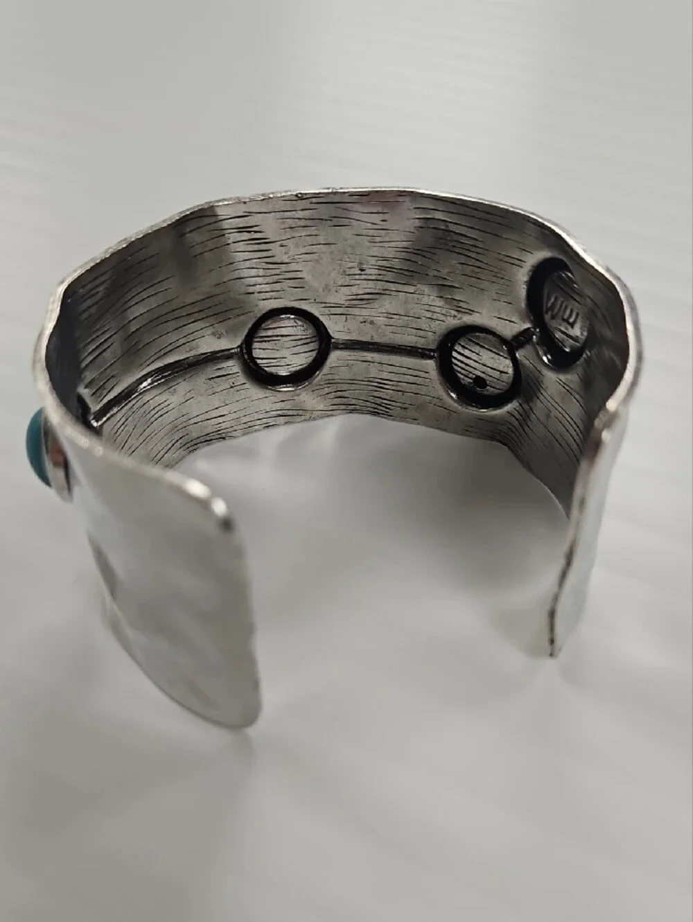 Turquoise Stone Silver-Tone Cuff Bracelet